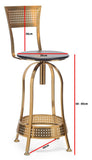 NNEDSZ Gold Black Swivel Kitchen Bar Stool Chair with High Back in Netted Design Frame