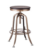 NNEDSZ Industrial Wooden Height Adjustable Swivel Bar Stool - French Brass