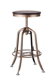 NNEDSZ Industrial Wooden Height Adjustable Swivel Bar Stool - French Brass