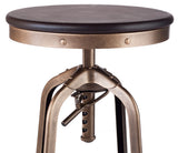 NNEDSZ Industrial Wooden Height Adjustable Swivel Bar Stool - French Brass