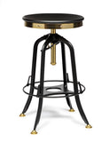 NNEDSZ Industrial Wooden Height Adjustable Swivel Bar Stool - Gold Black
