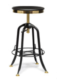 NNEDSZ Industrial Wooden Height Adjustable Swivel Bar Stool - Gold Black