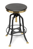 NNEDSZ Industrial Wooden Height Adjustable Swivel Bar Stool - Gold Black