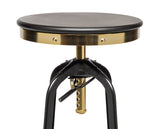 NNEDSZ Industrial Wooden Height Adjustable Swivel Bar Stool - Gold Black