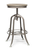 NNEDSZ Industrial Height Adjustable Swivel Bar Stool with Oak Wood Top - Grey Finish