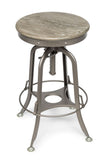 NNEDSZ Industrial Height Adjustable Swivel Bar Stool with Oak Wood Top - Grey Finish