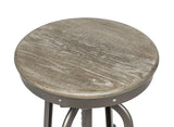NNEDSZ Industrial Height Adjustable Swivel Bar Stool with Oak Wood Top - Grey Finish