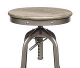 NNEDSZ Industrial Height Adjustable Swivel Bar Stool with Oak Wood Top - Grey Finish
