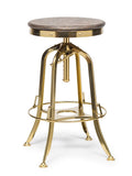 NNEDSZ Industrial Height Adjustable Swivel Bar Stool with Oak Wood Top - Gold Finish