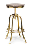 NNEDSZ Industrial Height Adjustable Swivel Bar Stool with Oak Wood Top - Gold Finish