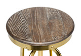 NNEDSZ Industrial Height Adjustable Swivel Bar Stool with Oak Wood Top - Gold Finish
