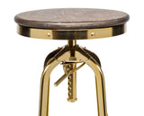 NNEDSZ Industrial Height Adjustable Swivel Bar Stool with Oak Wood Top - Gold Finish