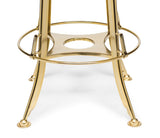 NNEDSZ Industrial Height Adjustable Swivel Bar Stool with Oak Wood Top - Gold Finish