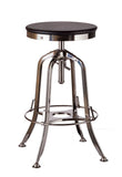 NNEDSZ Industrial Wooden Height Adjustable Swivel Bar Stool - Nickel Black