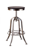 NNEDSZ Industrial Wooden Height Adjustable Swivel Bar Stool - Nickel Black