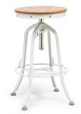 NNEDSZ White Bar Stool Hamptons Style Height Adjustable and Swivel with Natural Wood Top