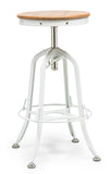 NNEDSZ White Bar Stool Hamptons Style Height Adjustable and Swivel with Natural Wood Top