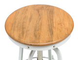 NNEDSZ White Bar Stool Hamptons Style Height Adjustable and Swivel with Natural Wood Top