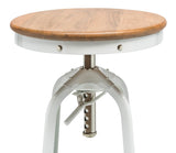 NNEDSZ White Bar Stool Hamptons Style Height Adjustable and Swivel with Natural Wood Top