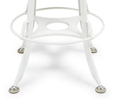 NNEDSZ White Bar Stool Hamptons Style Height Adjustable and Swivel with Natural Wood Top