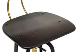 NNEDSZ Industrial Wooden Height Adjustable Swivel Bar Stool Chair with Back - Gold Black