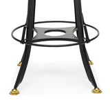 NNEDSZ Industrial Wooden Height Adjustable Swivel Bar Stool Chair with Back - Gold Black