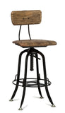 NNEDSZ Industrial Wooden Height Adjustable Swivel Bar Stool Chair with Back - Black Rustic