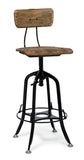 NNEDSZ Industrial Wooden Height Adjustable Swivel Bar Stool Chair with Back - Black Rustic