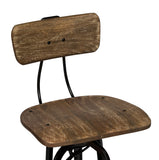 NNEDSZ Industrial Wooden Height Adjustable Swivel Bar Stool Chair with Back - Black Rustic