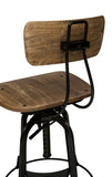 NNEDSZ Industrial Wooden Height Adjustable Swivel Bar Stool Chair with Back - Black Rustic