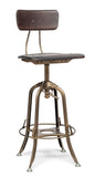 NNEDSZ Industrial Wooden Height Adjustable Swivel Bar Stool Chair with Back - Dark French Brass