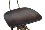 NNEDSZ Industrial Wooden Height Adjustable Swivel Bar Stool Chair with Back - Dark French Brass