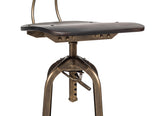 NNEDSZ Industrial Wooden Height Adjustable Swivel Bar Stool Chair with Back - Dark French Brass