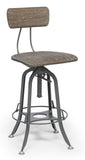 NNEDSZ Industrial Swivel Height Adjustable Grey Oak Wood Bar Stool Chair with Back