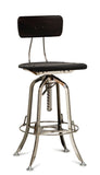 NNEDSZ Industrial Wooden Height Adjustable Swivel Bar Stool Chair with Back - Nickel Black