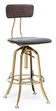 NNEDSZ Industrial Wooden Height Adjustable Swivel Black Gold Bar Stool Chair with Back