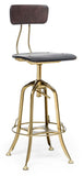 NNEDSZ Industrial Wooden Height Adjustable Swivel Black Gold Bar Stool Chair with Back
