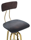 NNEDSZ Industrial Wooden Height Adjustable Swivel Black Gold Bar Stool Chair with Back