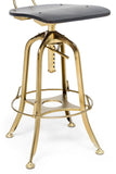 NNEDSZ Industrial Wooden Height Adjustable Swivel Black Gold Bar Stool Chair with Back