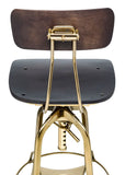 NNEDSZ Industrial Wooden Height Adjustable Swivel Black Gold Bar Stool Chair with Back