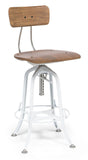 NNEDSZ Hamptons Style White Bar Stool Chair Height Adjustable and Swivel with Natural Wood Top