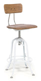 NNEDSZ Hamptons Style White Bar Stool Chair Height Adjustable and Swivel with Natural Wood Top