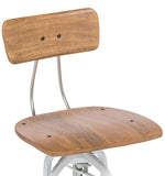 NNEDSZ Hamptons Style White Bar Stool Chair Height Adjustable and Swivel with Natural Wood Top