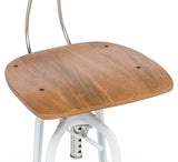 NNEDSZ Hamptons Style White Bar Stool Chair Height Adjustable and Swivel with Natural Wood Top