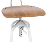NNEDSZ Hamptons Style White Bar Stool Chair Height Adjustable and Swivel with Natural Wood Top
