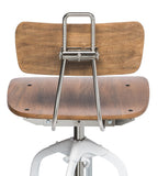 NNEDSZ Hamptons Style White Bar Stool Chair Height Adjustable and Swivel with Natural Wood Top
