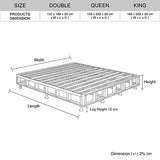 NNEDSZ Base Ensemble King Size Solid Wooden Slat in Beige with Removable Cover