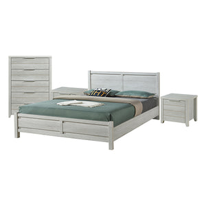 NNEDSZ 3 Pieces Bedroom Suite Natural Wood Like MDF Structure Queen Size White Ash Colour Bed, Bedside Table