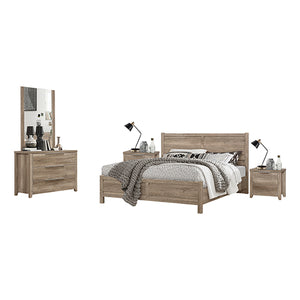NNEDSZ 4 Pieces Bedroom Suite Natural Wood Like MDF Structure Double Size Oak Colour Bed, Bedside Table & Dresser
