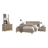 NNEDSZ 4 Pieces Bedroom Suite Natural Wood Like MDF Structure Double Size Oak Colour Bed, Bedside Table & Dresser